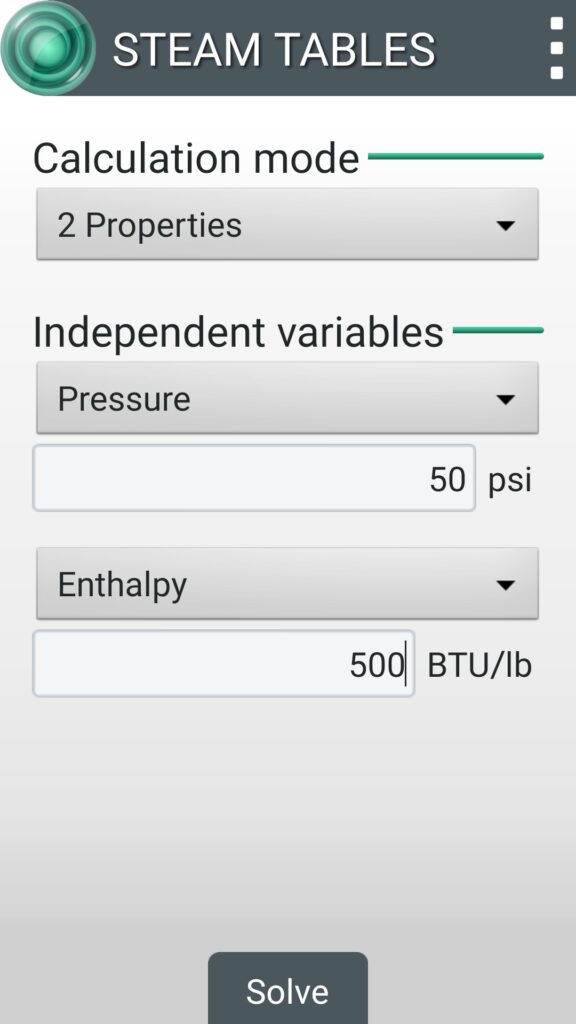Steam Tables at You Fingertips